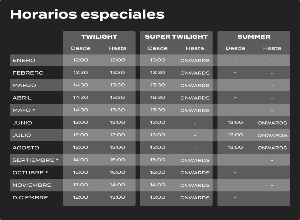 horarios del campo